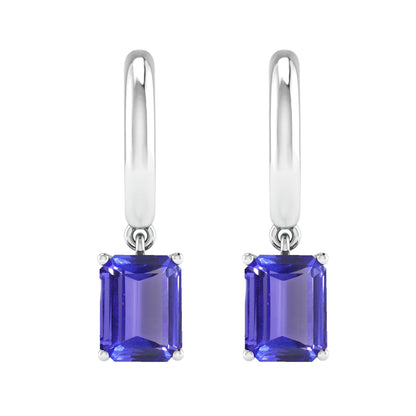 Sterling Silver 3.40CT Natural Tanzanite Dangle Earrings
