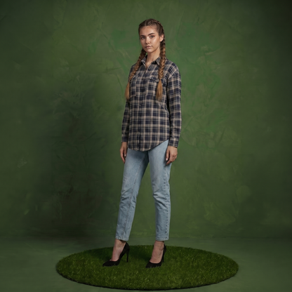 Anna-Kaci Women's Long Sleeve Plaid Button-Up Shirt with Chest Pockets