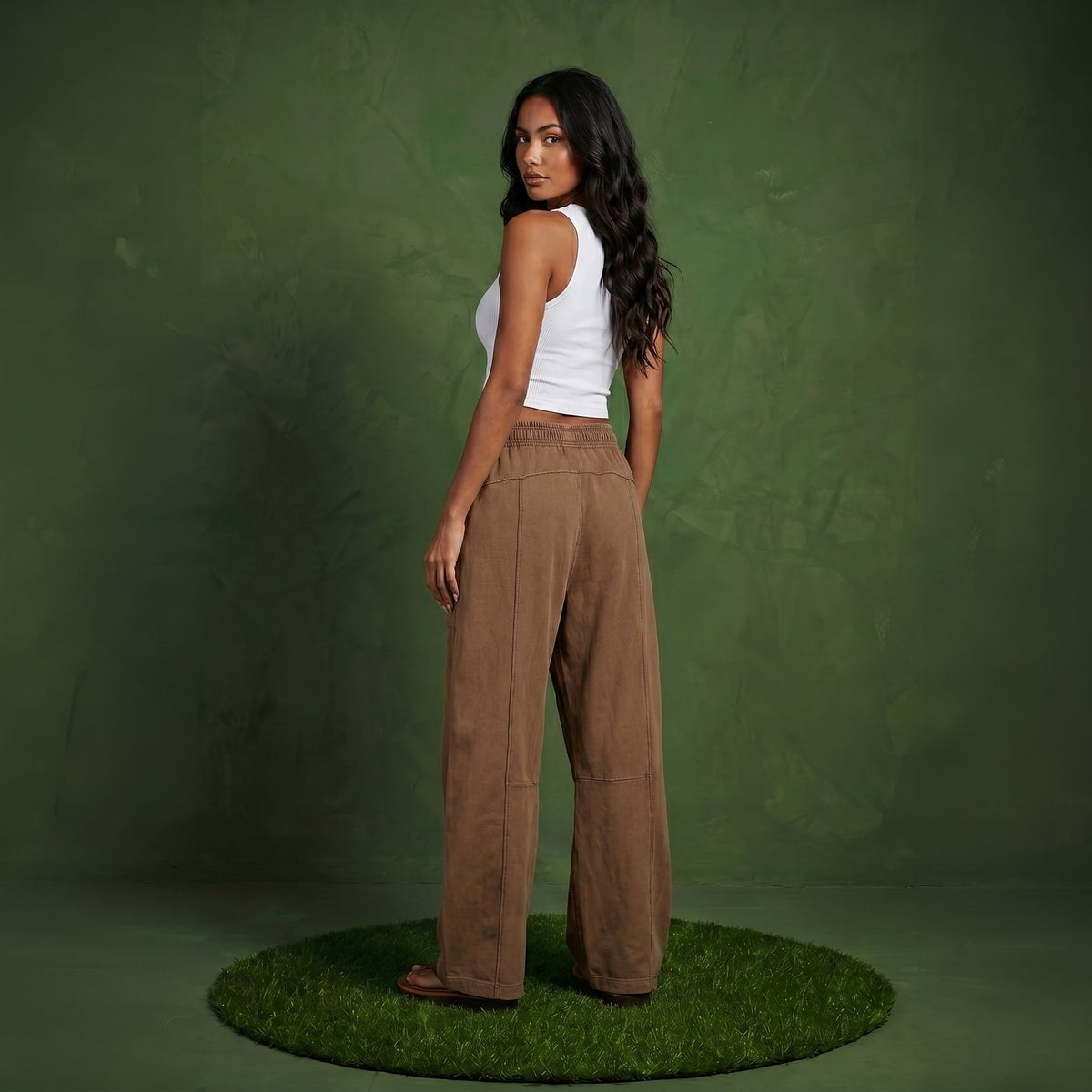 Anna-Kaci Women¡¯s Soft Wide Leg Pants with Cargo Style Seam Detailing Adjustable Drawstring Waistband and Relaxed Stretch Fit