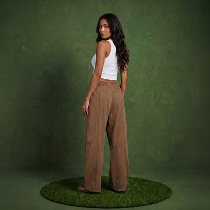 Anna-Kaci Women¡¯s Soft Wide Leg Pants with Cargo Style Seam Detailing Adjustable Drawstring Waistband and Relaxed Stretch Fit