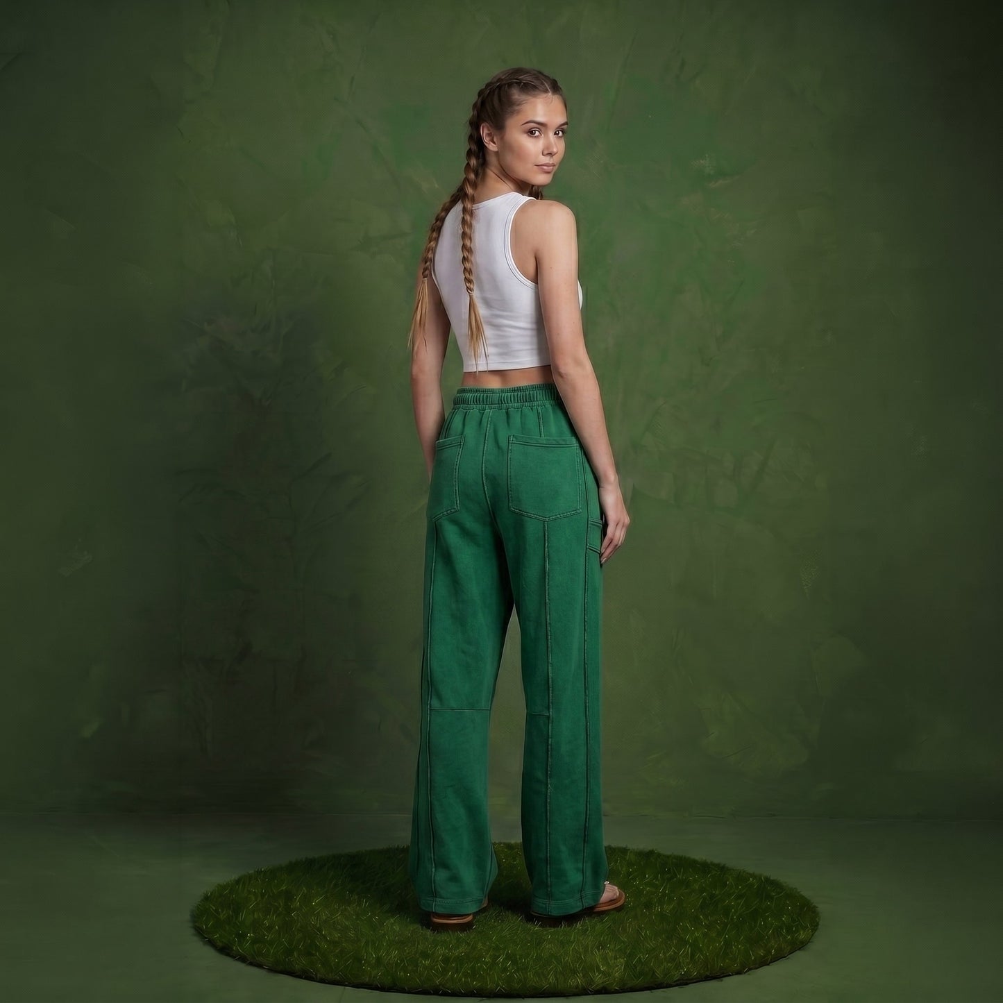 Anna-Kaci Women¡¯s Soft Wide Leg Pants with Cargo Style Seam Detailing Adjustable Drawstring Waistband and Relaxed Stretch Fit
