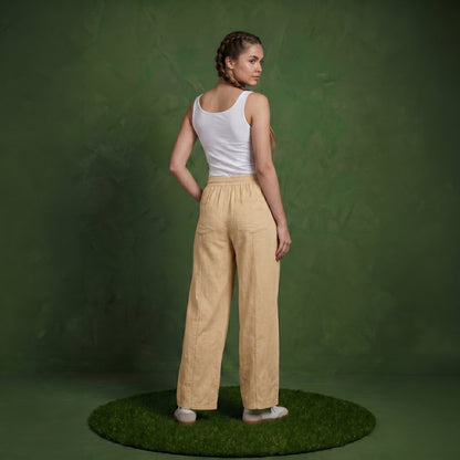 Anna-Kaci Women¡¯s Soft Wide Leg Pants with Cargo Style Seam Detailing Adjustable Drawstring Waistband and Relaxed Stretch Fit