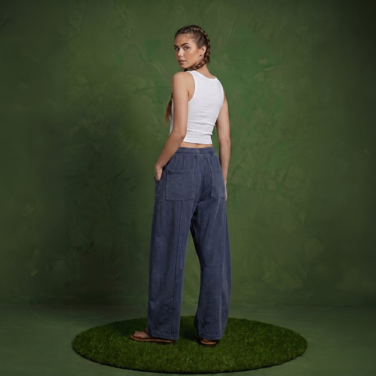 Anna-Kaci Women¡¯s Soft Wide Leg Pants with Cargo Style Seam Detailing Adjustable Drawstring Waistband and Relaxed Stretch Fit