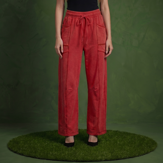 Anna-Kaci Women¡¯s Soft Wide Leg Pants with Cargo Style Seam Detailing Adjustable Drawstring Waistband and Relaxed Stretch Fit