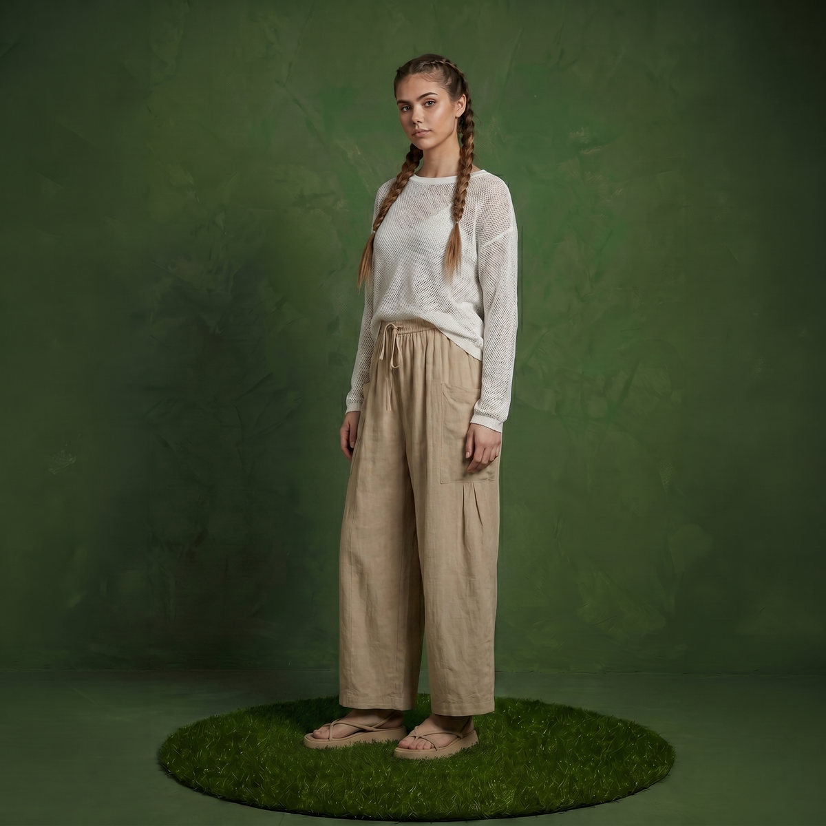 Anna-Kaci Women's Wide Leg Drawstring Pants with Elastic Waistband, Utility Pockets and Relaxed Fit