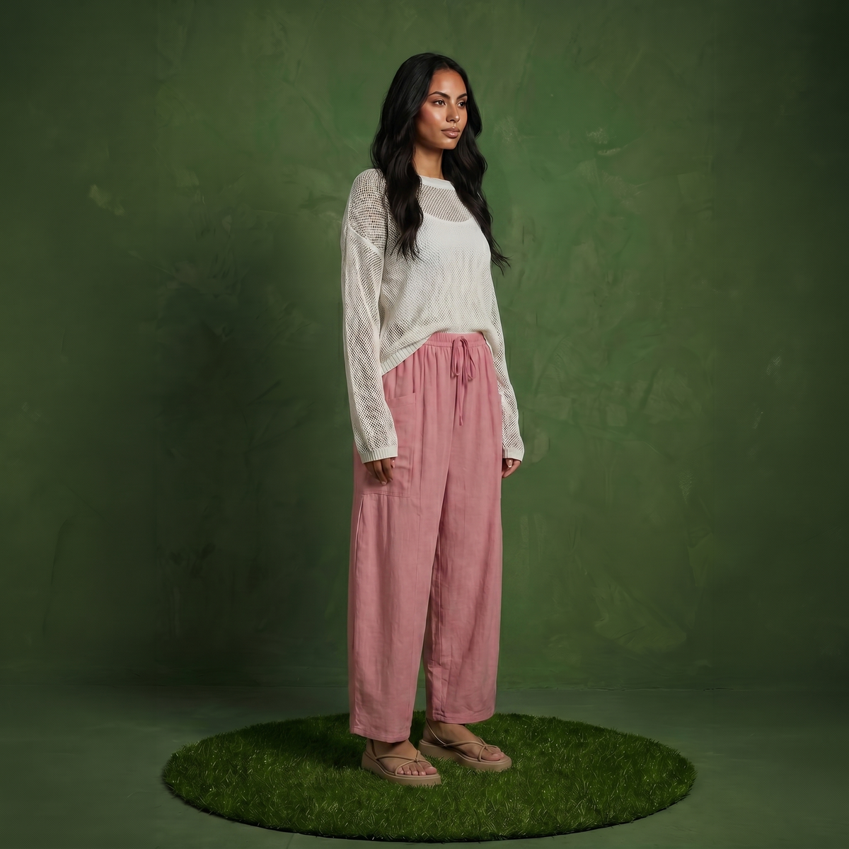 Anna-Kaci Women's Wide Leg Drawstring Pants with Elastic Waistband, Utility Pockets and Relaxed Fit