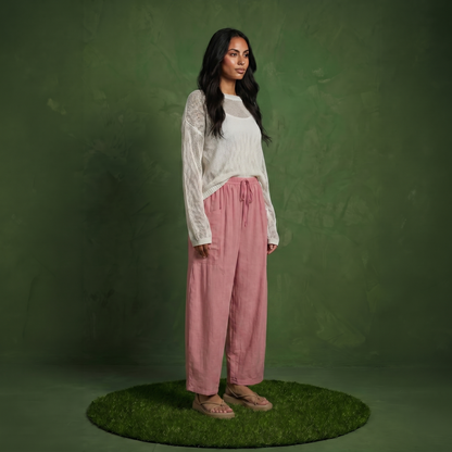 Anna-Kaci Women's Wide Leg Drawstring Pants with Elastic Waistband, Utility Pockets and Relaxed Fit