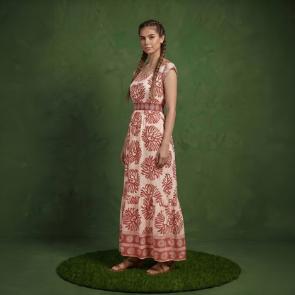 Anna-Kaci Women's Cap Sleeve Maxi Dress with V Neckline and Smocked Waist Detail