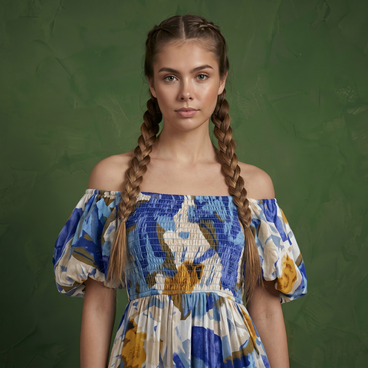 Anna-Kaci Women's Off Shoulder Maxi Dress with Smocked Bodice and Tiered Skirt