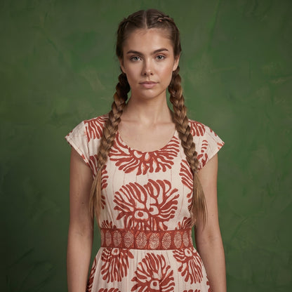 Anna-Kaci Short Sleeve Maxi Dress with Printed Design V Neckline Smocked Waist and Tiered Flowy Silhouette