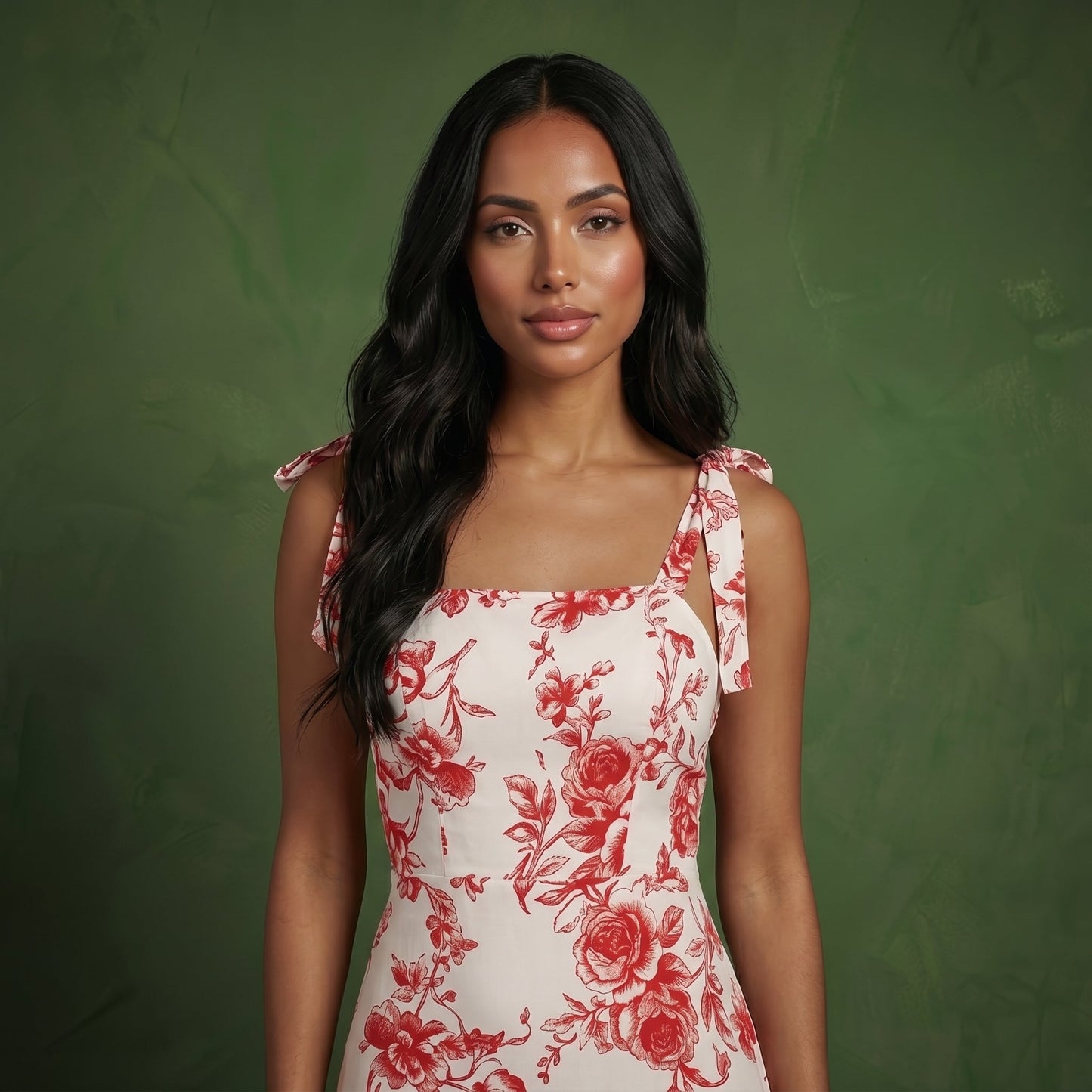Anna-Kaci Sleeveless Floral Maxi Dress with Ruffle Strap Detail Square Neck and Tiered Skirt Flowy Design
