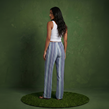 Anna-Kaci Women's Striped Wide Leg Pants with Drawstring Waist