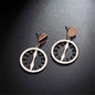Black & Rose Goldtone Clock Drop Earrings