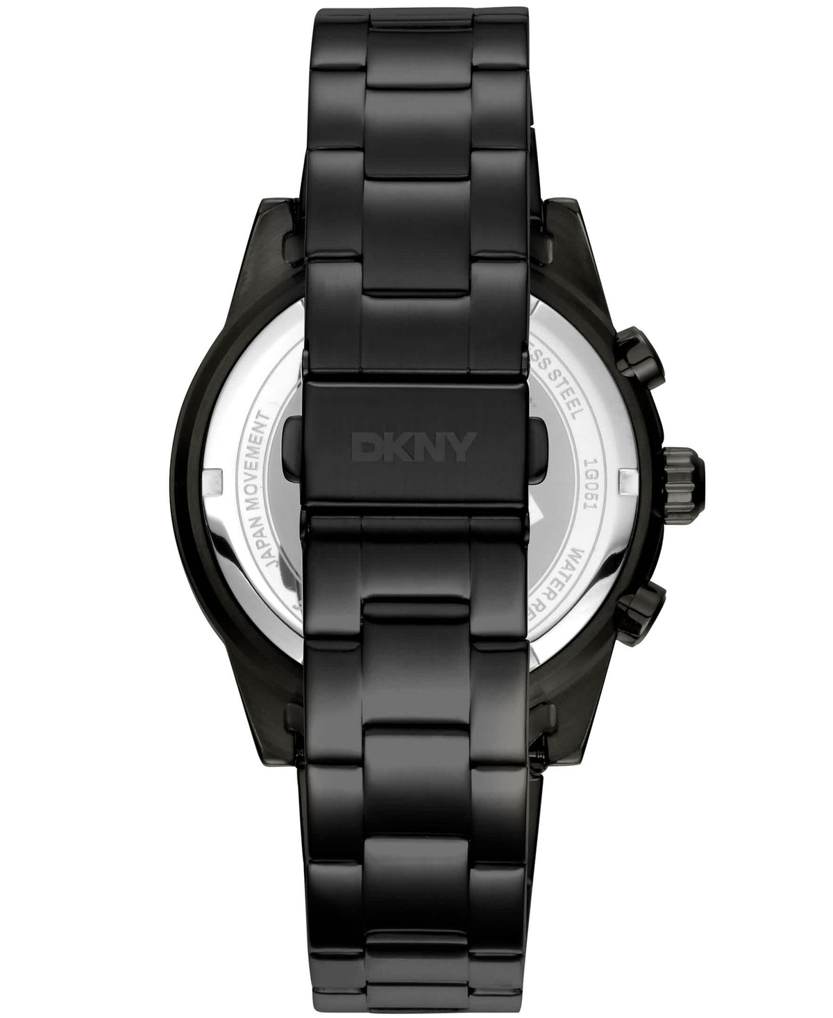 Dkny Men Watch, Black Color Case, Black Dial, Black Color Metal Bracelet, Chronograph, 10 Atm