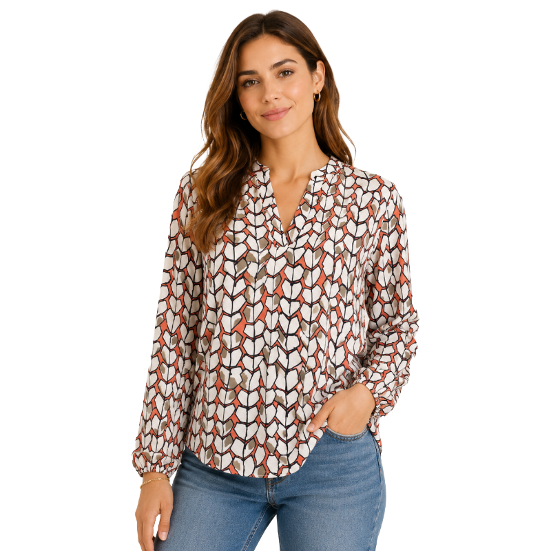 Fynch Hatton Women's Blouse Coral Multi Colour Pattern