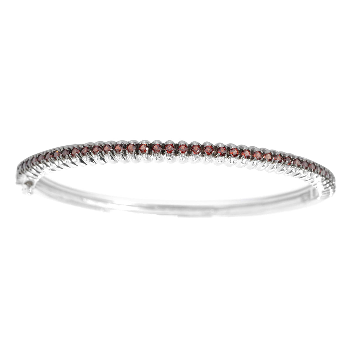 1.80CT Natural Garnet Sterling Silver Bangle Bracelet