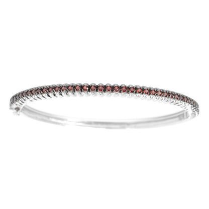 1.80CT Natural Garnet Sterling Silver Bangle Bracelet