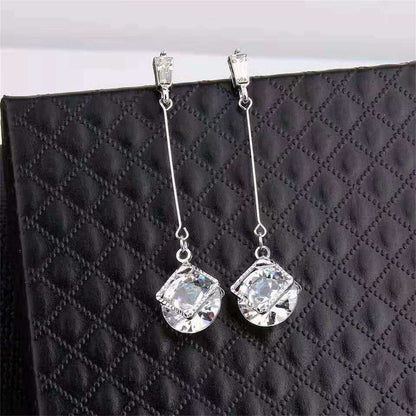 Crystal & Silvertone Round Drop Earrings