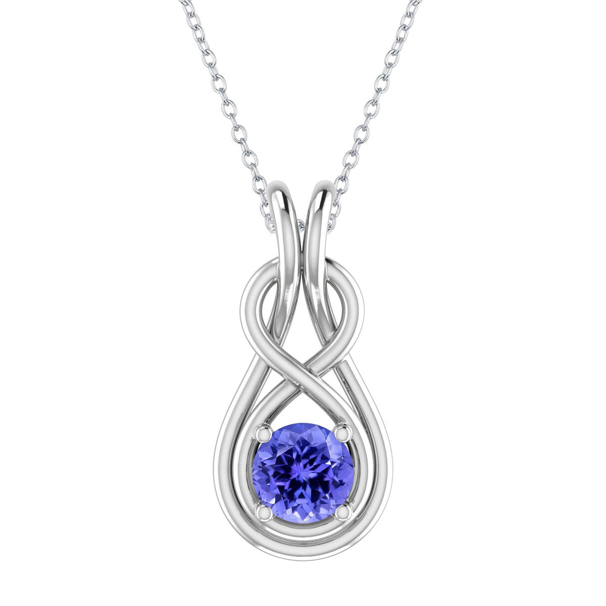 Sterling Silver with Natural Tanzanite Infinity Pendant