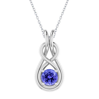 Sterling Silver with Natural Tanzanite Infinity Pendant
