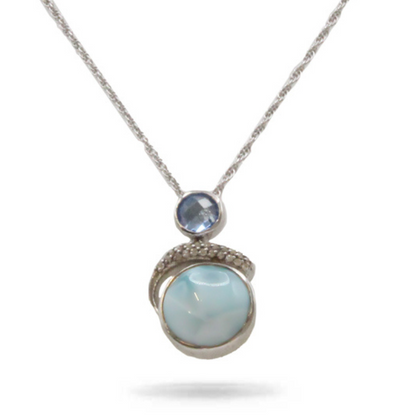 Larimar Stone Sapphire Sterling Silver Como Necklace By Marahlago