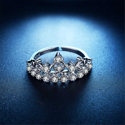 Cubic Zirconia & Silvertone Crown Ring