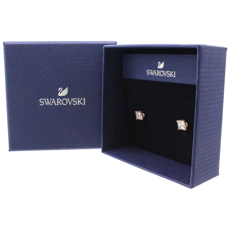 Swarovski Attract Square Crystal Rose Gold Earrings