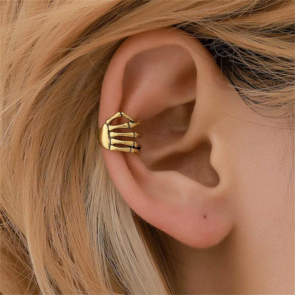 Goldtone Skeleton Hand Ear Cuff