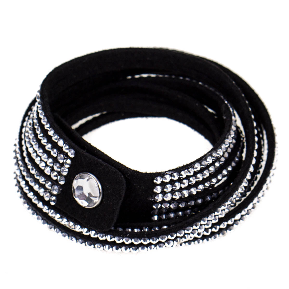 Black Crystal Studded Wrap Bracelet By Aeon
