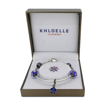 Charm Bangle Blue, Pink And White Flowers Khloelle LC0070976