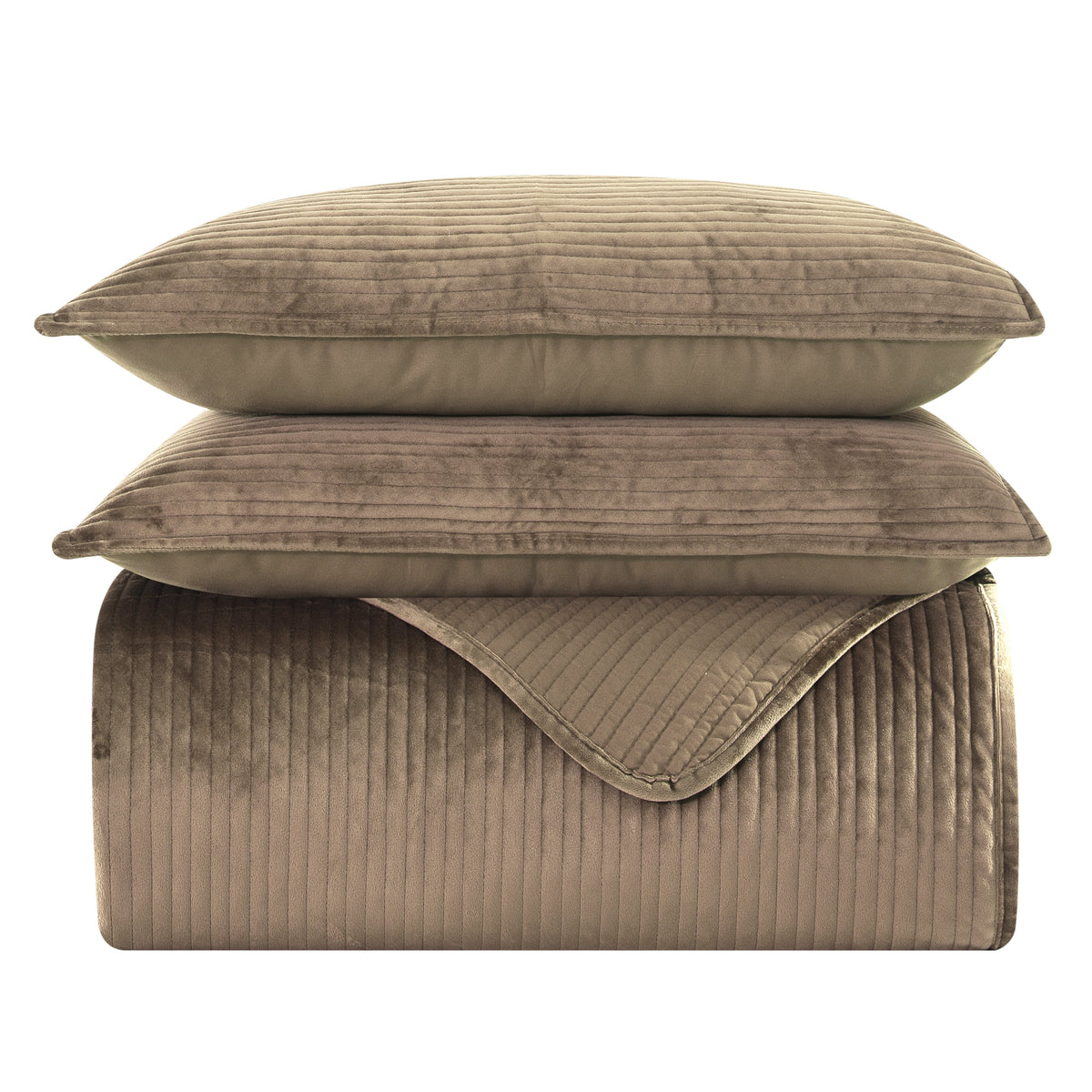 Elegant Comfort 3-Piece Velvet Corduroy Stripe Quilted Bedspread Coverlet Set