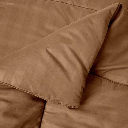 Elegant Comfort 8-Piece Dobby Stripe Comforter Set - Includes 4-Piece Sheet Set with Double Sided Storage Pockets