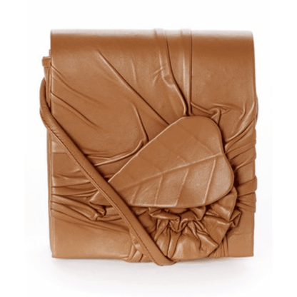 La Chic Women's Handcrafted Leather Leaf Accent Crossbody Bag