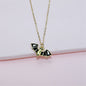 Black & Goldtone Bat Pendant Necklace & Drop Earrings