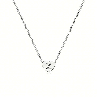 Dainty Initial Heart Necklace Personalized 26 Letters Available