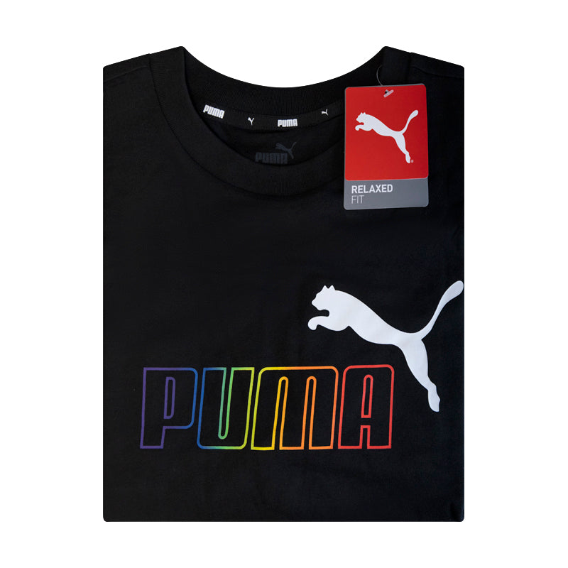 Puma Women's Rainbow T-Shirt Black Relaxed Fit