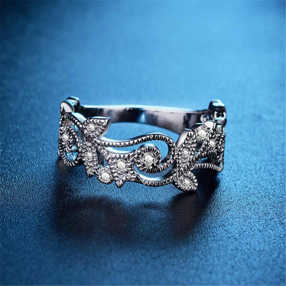 Cubic Zirconia & Silvertone Botany Ring