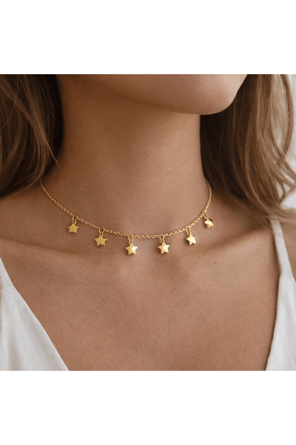 Gold-Plated Star Choker Necklace