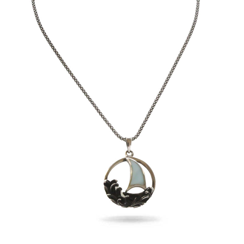 Sailboat Larimar Stone Sterling Silver Necklace By Marahlago