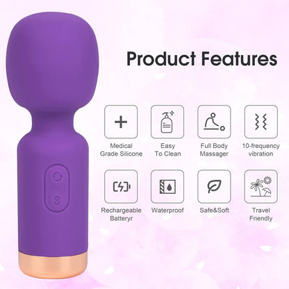 Blissed Mini Wand Personal Massager – Cordless Handheld Vibrator, Quiet & Waterproof