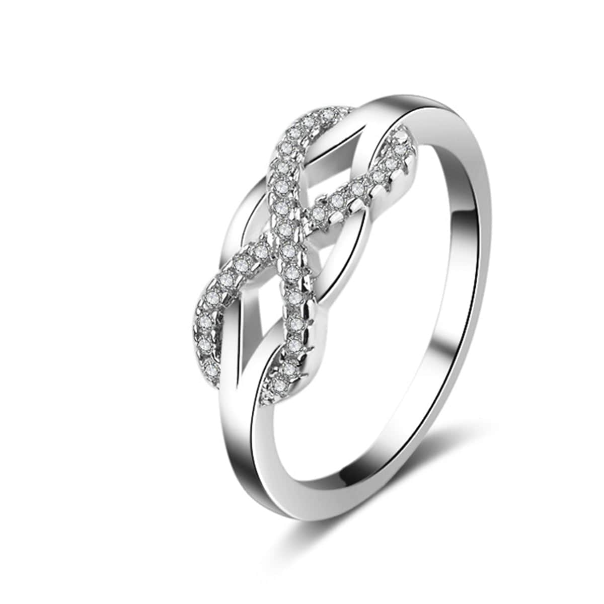 Cubic Zirconia & Silvertone Infinity Ring