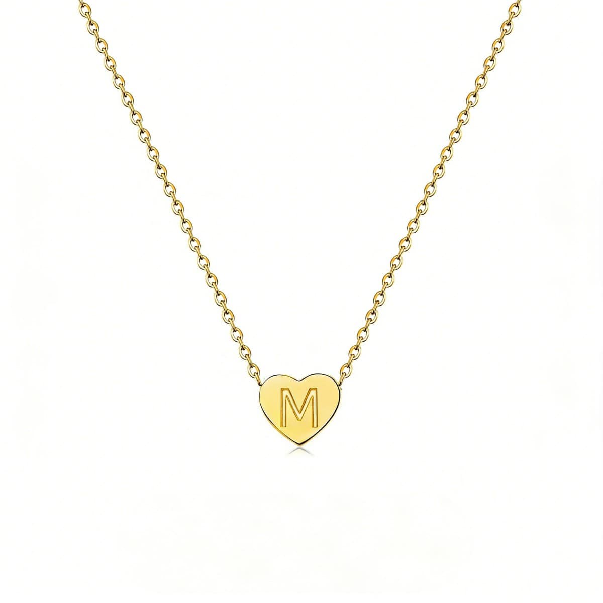 Dainty Initial Heart Necklace Personalized 26 Letters Available