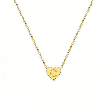 Dainty Initial Heart Necklace Personalized 26 Letters Available
