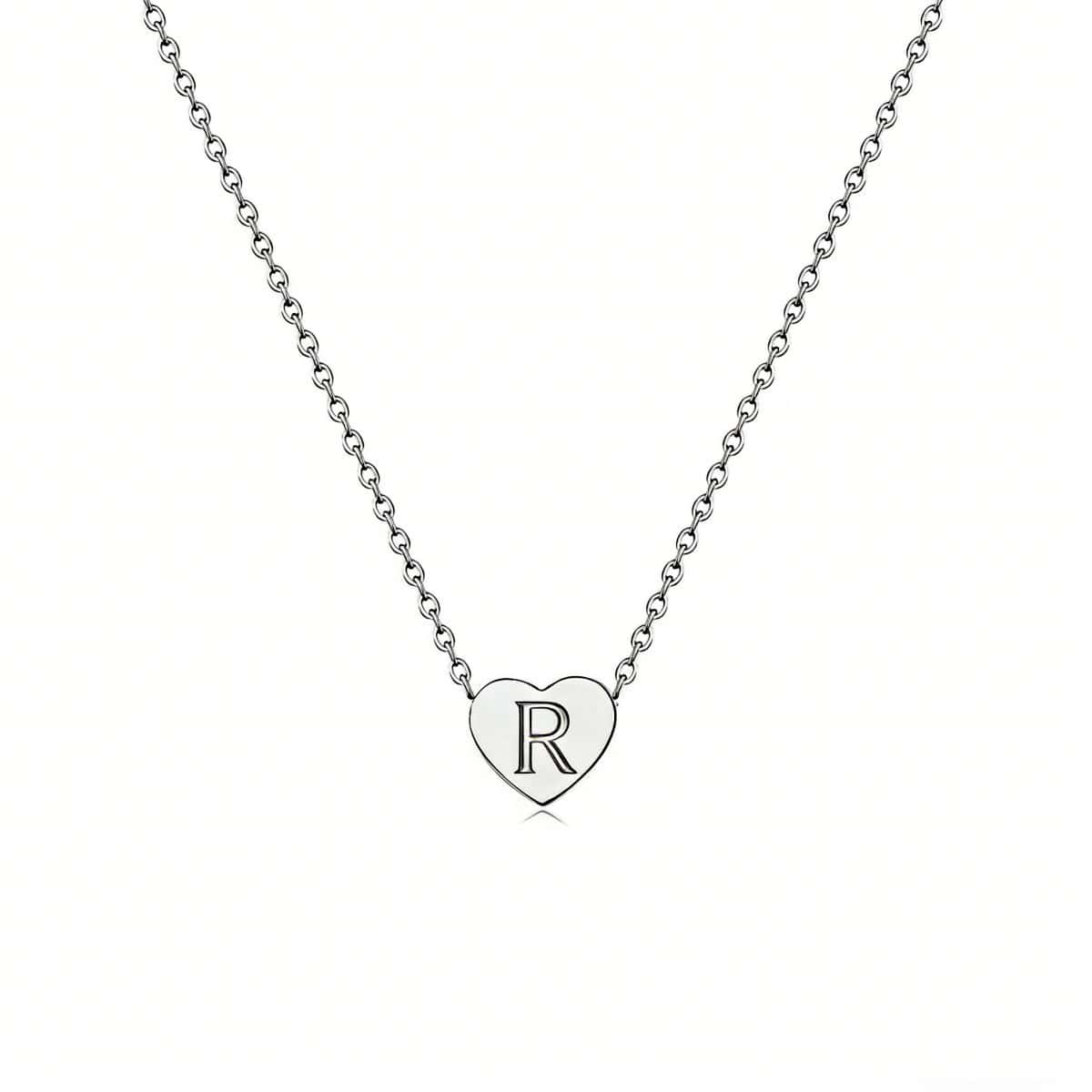 Dainty Initial Heart Necklace Personalized 26 Letters Available