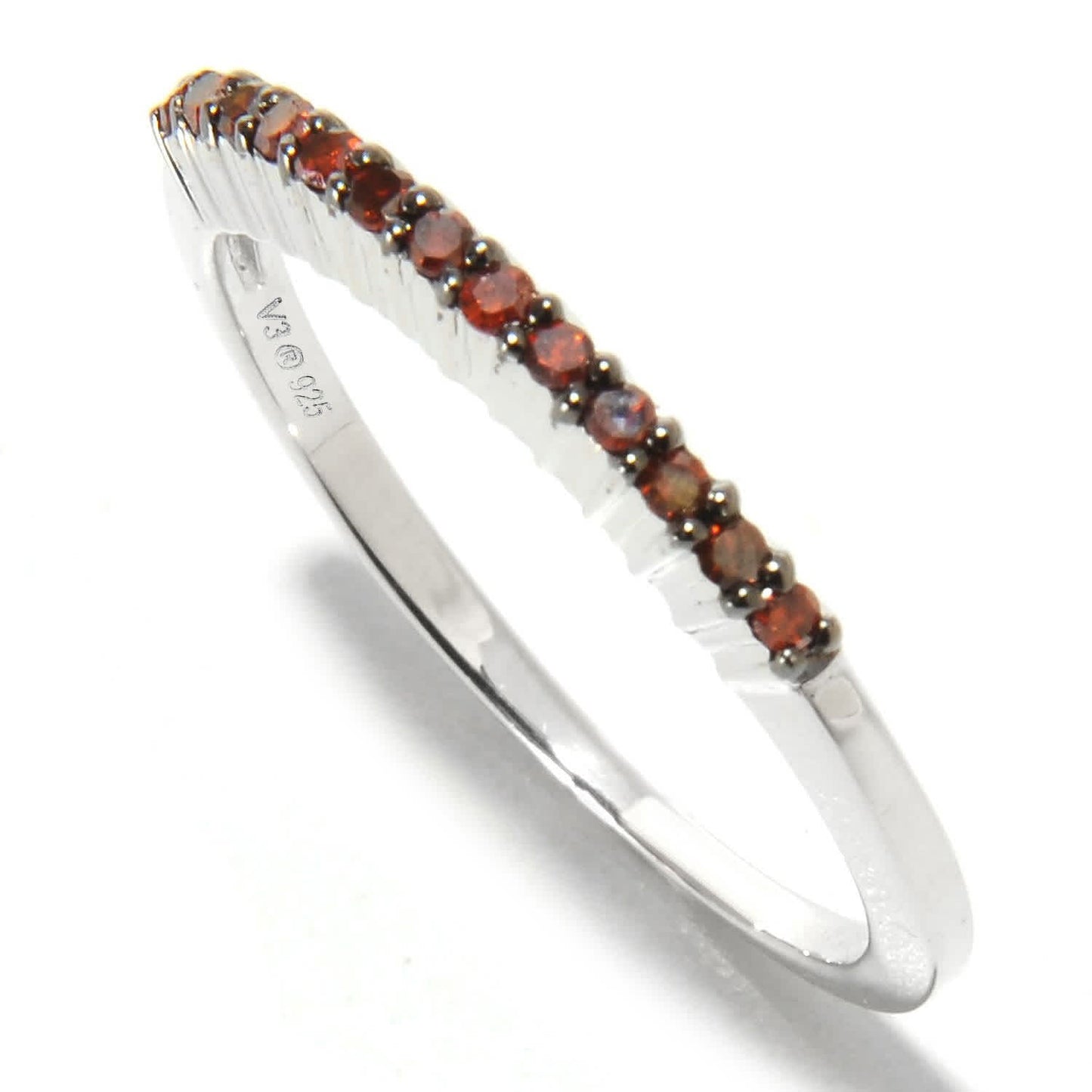 Natural Red Diamond Band Ring Sterling Silver