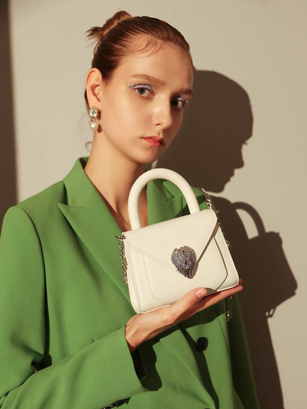 Avant Garde Silver Chain Strap Leather Satchel