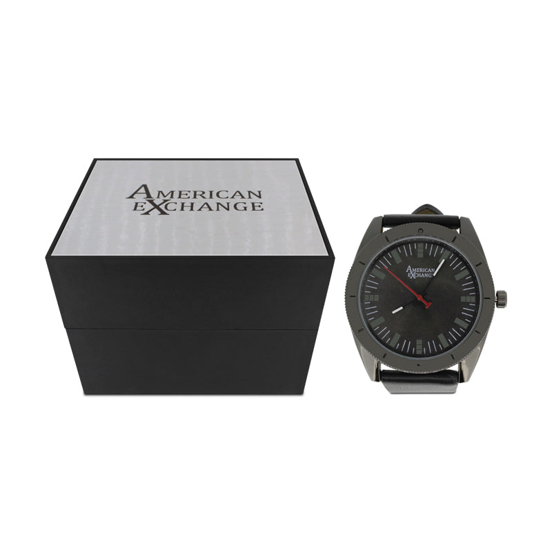 American Exchange Black Mens Watch With Bracelets Set 5218
