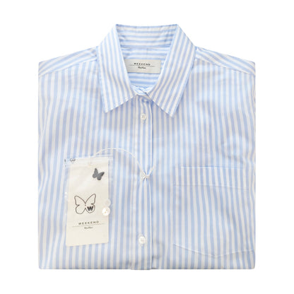 Max Mara Weekend Womens Blouse Sky Blue Striped