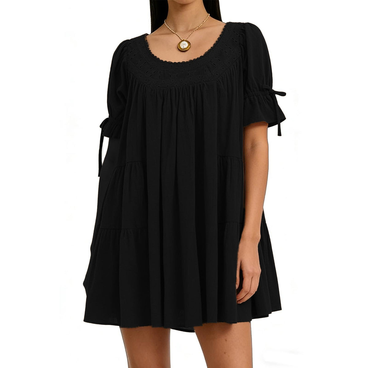 Women's Summer Baby Doll Bubble Sleeve Mini Dress