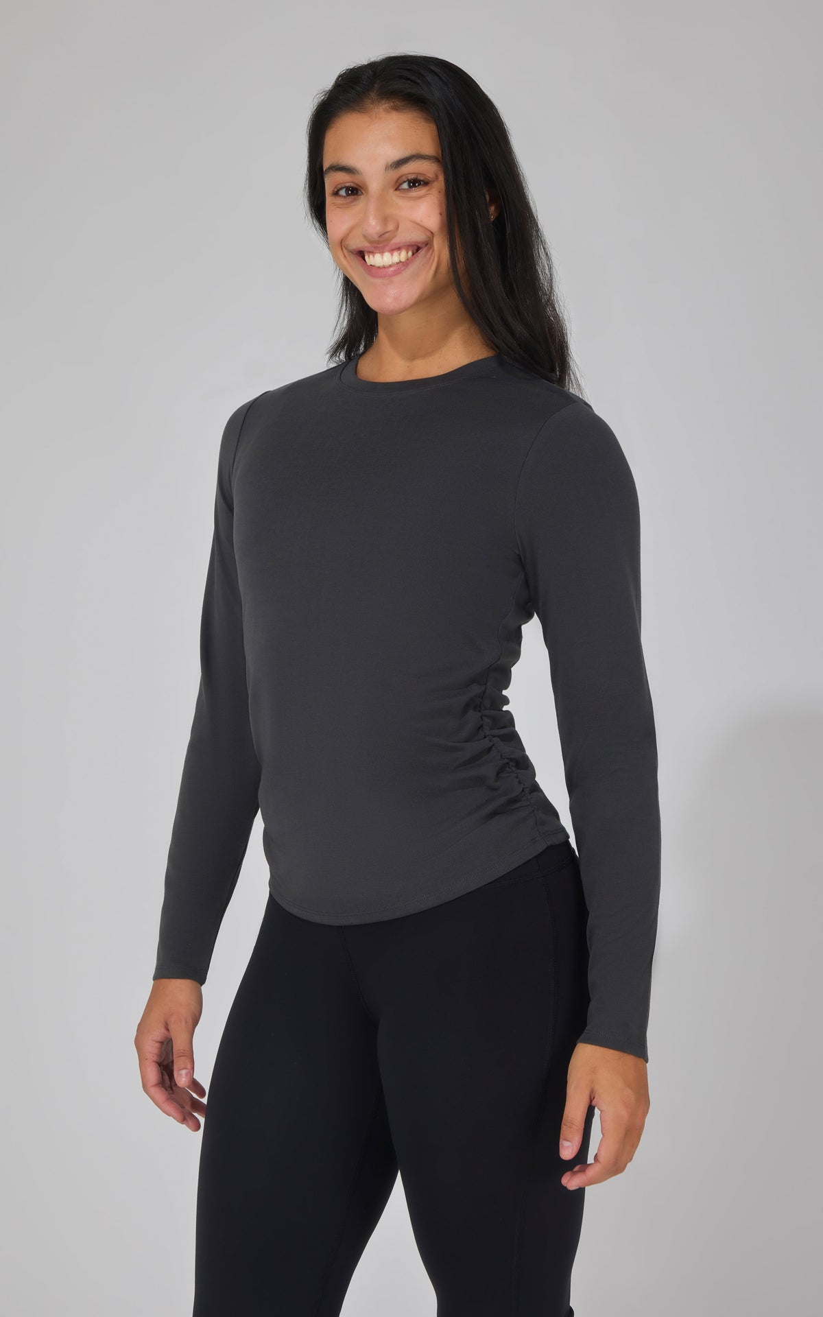 90 Degree by Reflex 2 PK Side Ruched Long Sleeve Top